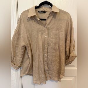 Zara Women’s Tan Linen Shirt
